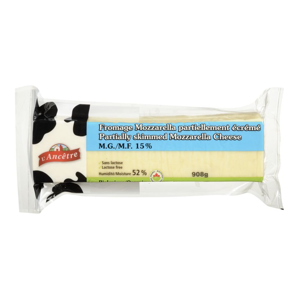 L'Ancêtre Organic Partially Skimmed Mozzarella 15% M.F. 908g