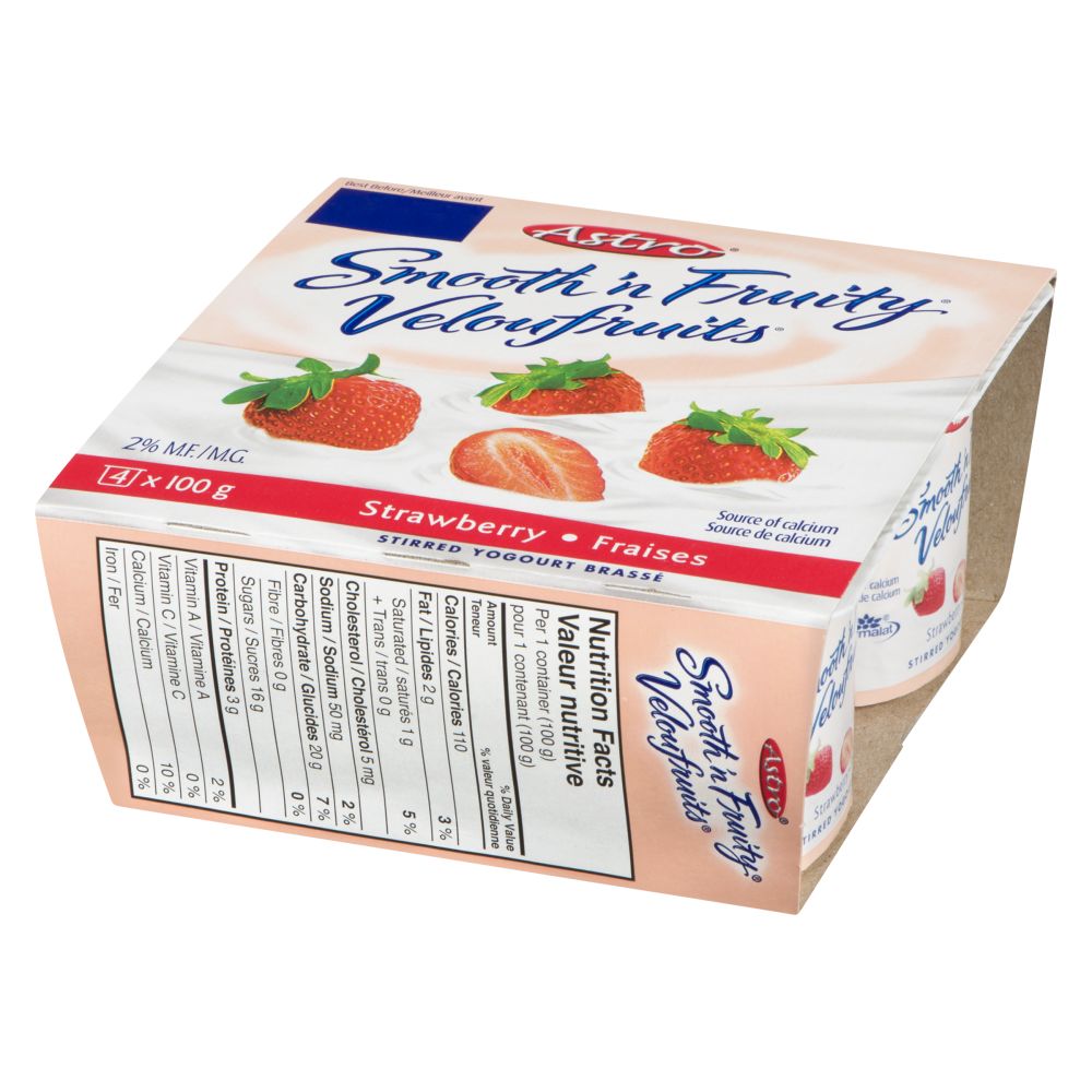 Astro Strawberry Stirred Yogourt 1% M.F. 4x100g