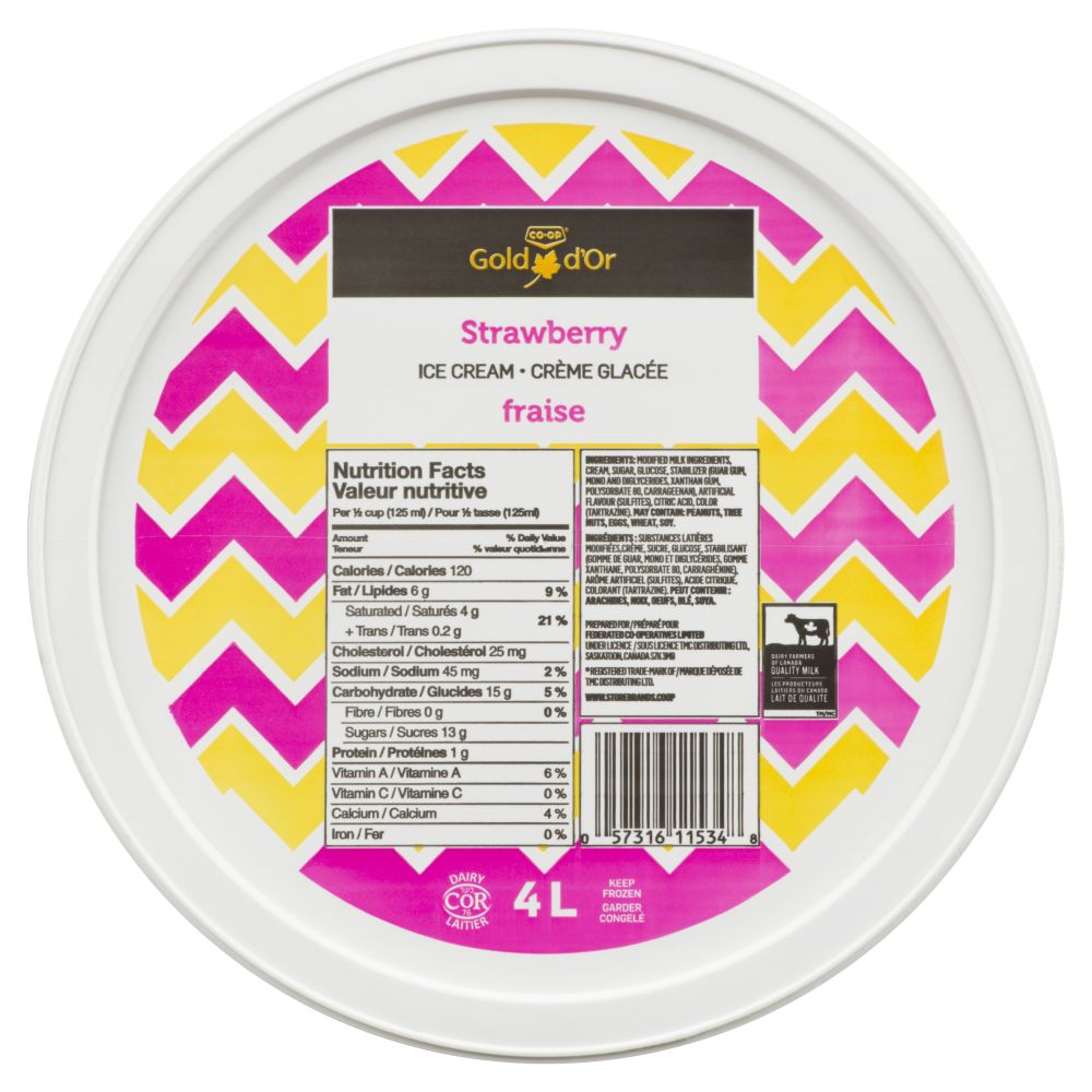 CO-OP Gold Strawberry Ice Cream 4L