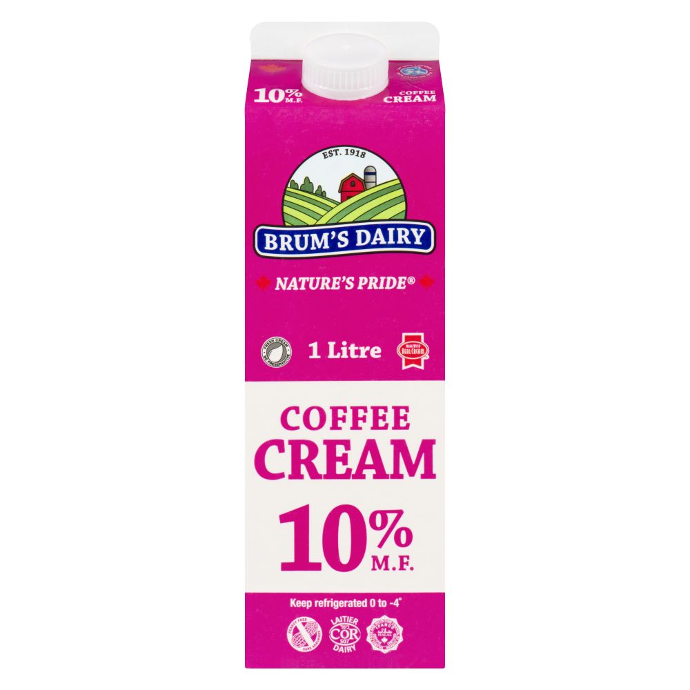 Brum's Dairy Half & Half Cream 10% M.F. 1L