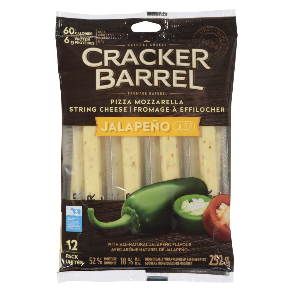 Cracker Barrel Jalapeño Pizza Mozzarella String Cheese 252g