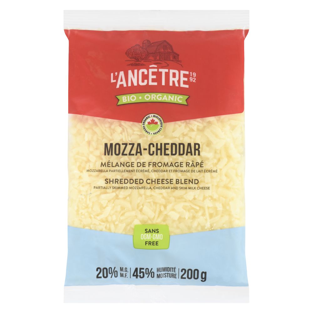 L'Ancêtre Organic Shredded Partly Skimmed Mozza Cheddar 200g