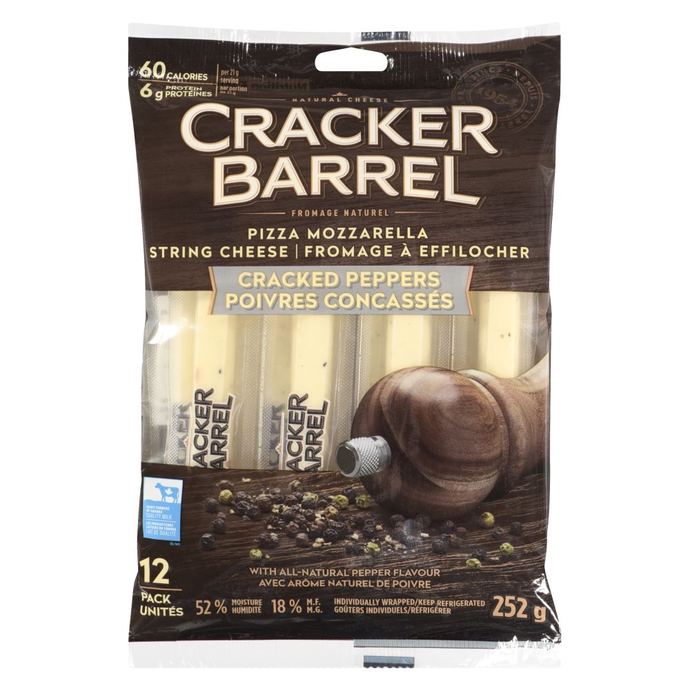 Cracker Barrel Cracked Peppers Pizza Mozzarella String Cheese 252g