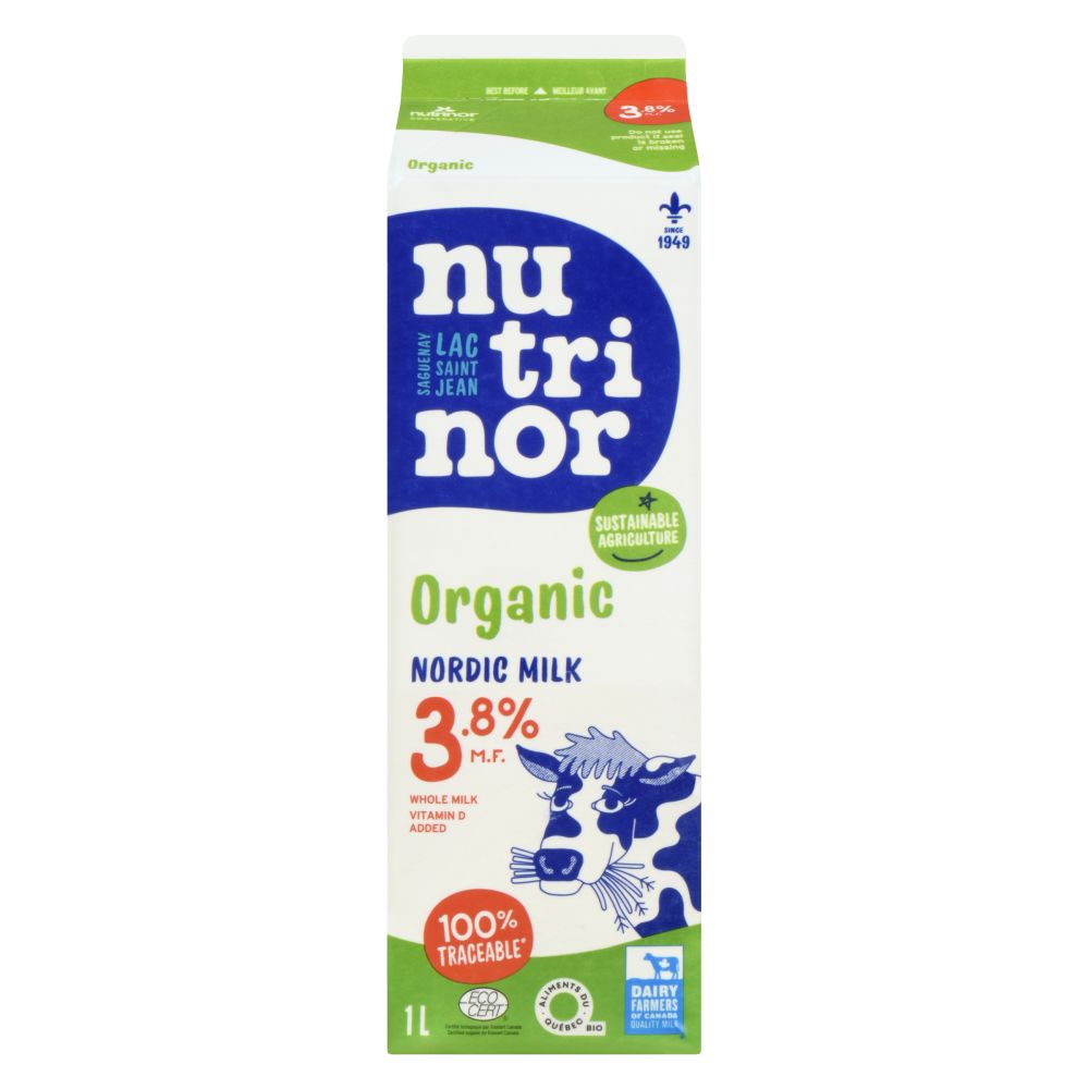 Nutrinor Organic Nordic Whole Milk 3.8% M.F. 1L