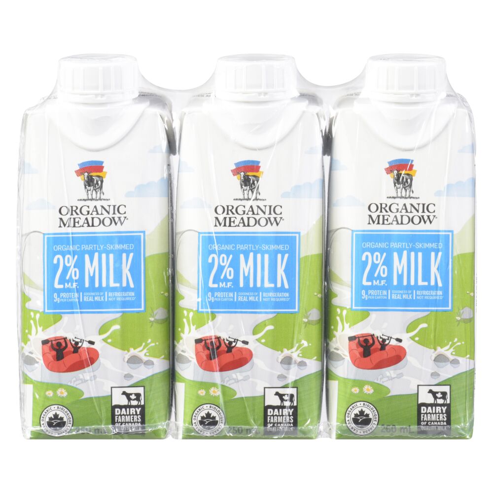 Organic Meadow Organic Partly Skimmed UHT Milk 2% M.F. 3x250ml