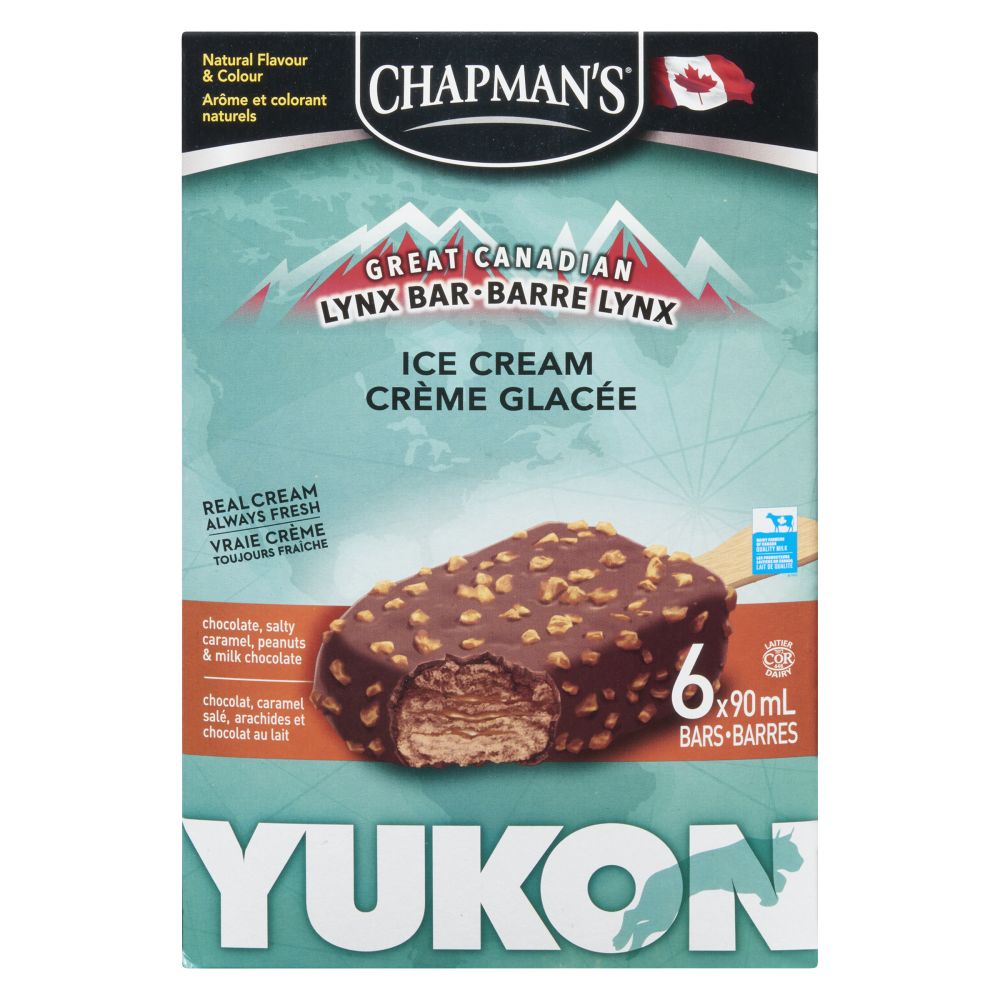 Chapman's Lynx Ice Cream Bar Chocolate, Salty Caramel, Peanuts & Milk Chocolate 6x90ml