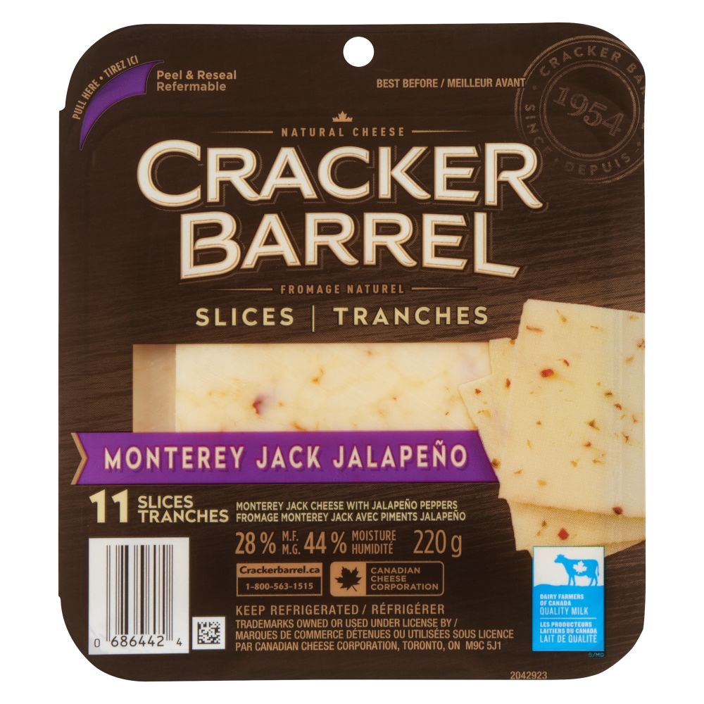 Cracker Barrel Sliced Monterey Jack Jalapeño 220g