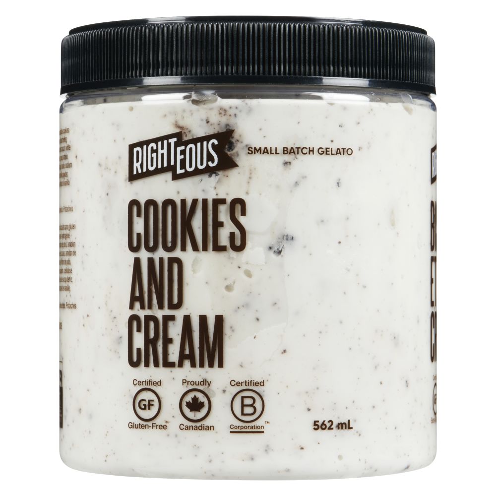 Righteous Cookies And Cream Gelato 562ml