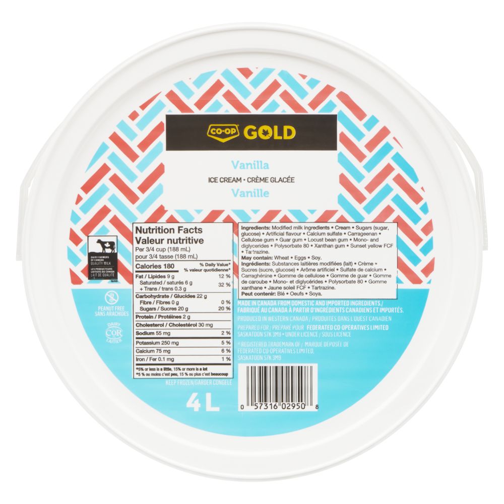 CO-OP Gold Vanilla Ice Cream 4L