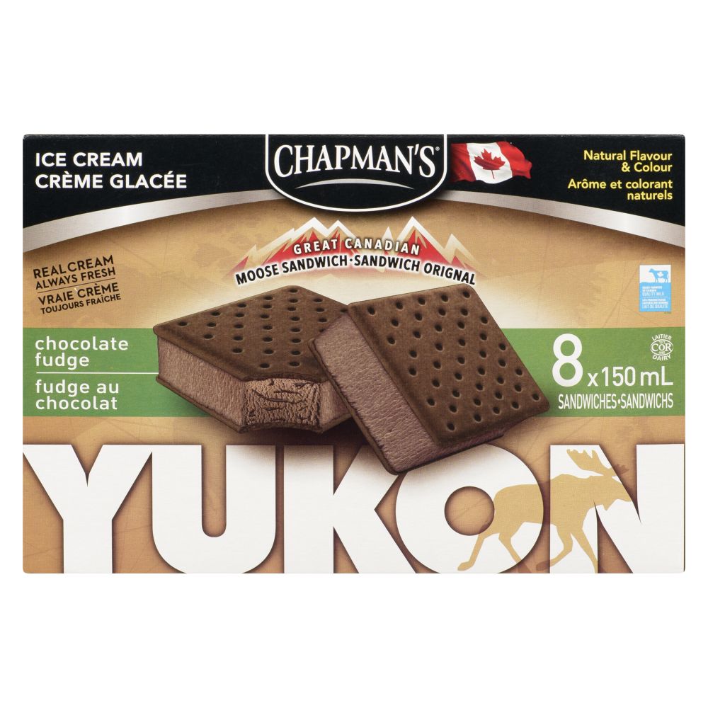 Chapman's Moose Sandwich Chocolate Fudge Ice Cream Sandwiches 8x150ml