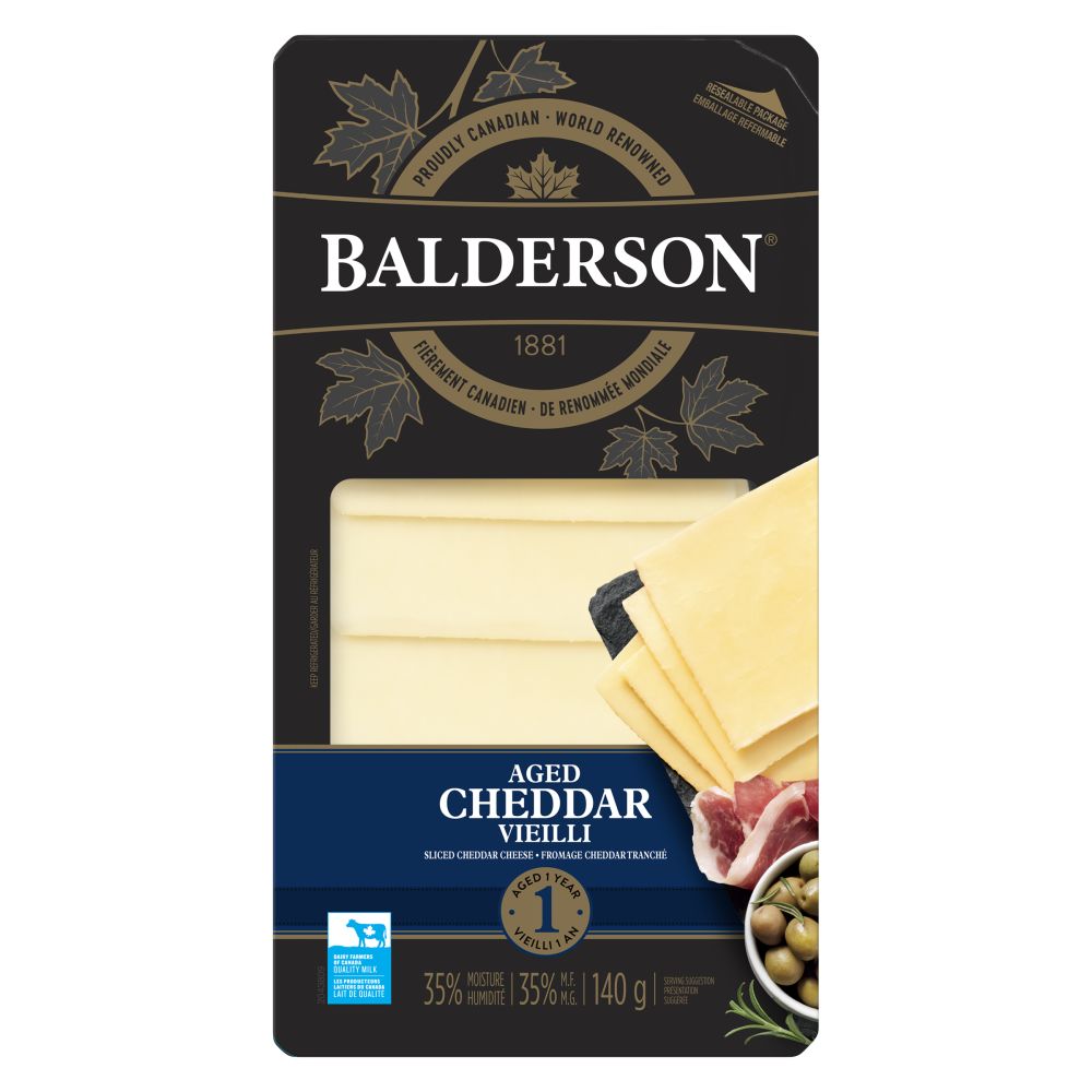 Balderson Sliced Cheddar Aged 1 Year 140g