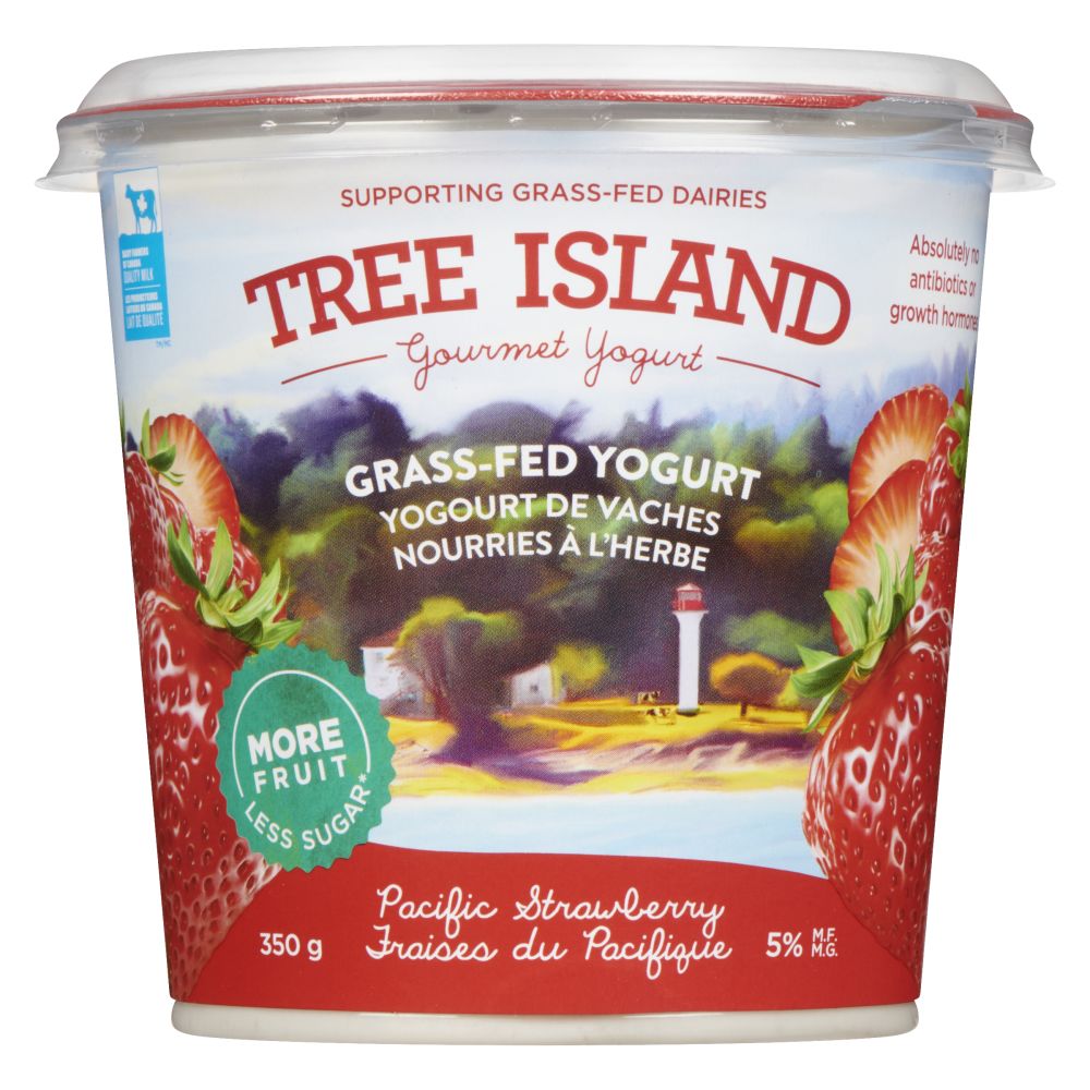 Tree Island Gourmet Yogurt Grass-Fed Pacific Strawberry Yogurt 5% M.F. 350g