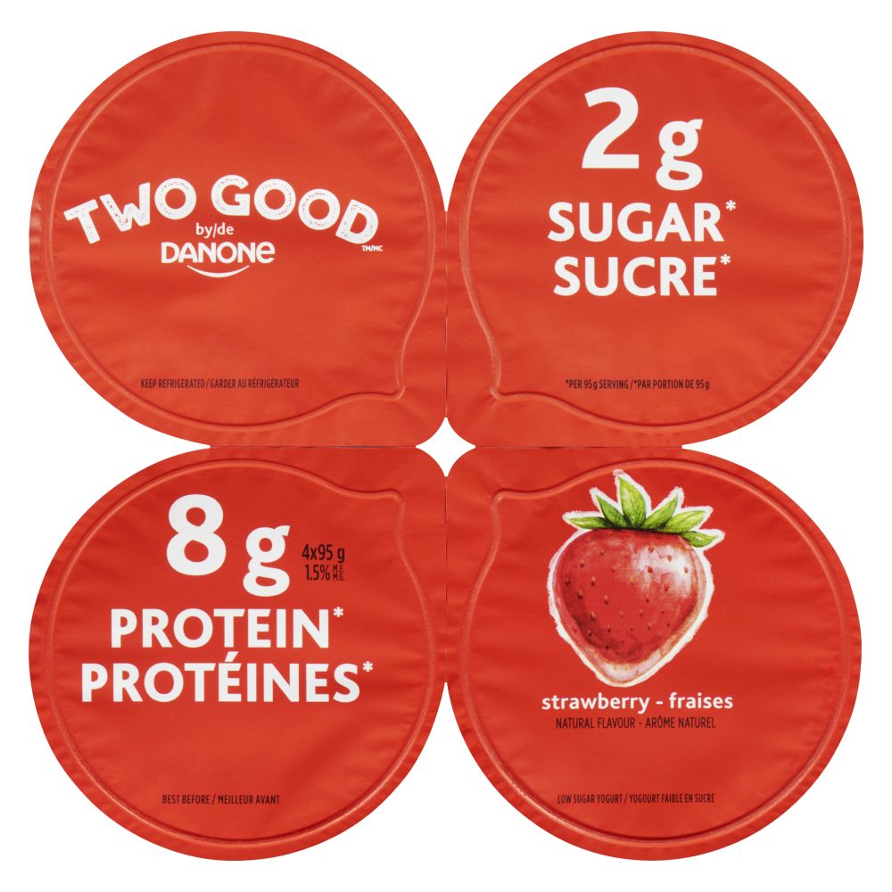 Two Good By Danone Strawberry Greek Yogurt 1.5% M.F. 4x95g