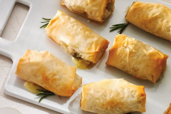 Brie, mushroom and rosemary pastries